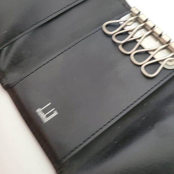 Dunhill Key Card Case Hooks Holder Wallet Logo Black Trifold Designer Coin Retro - Picture 4 of 12